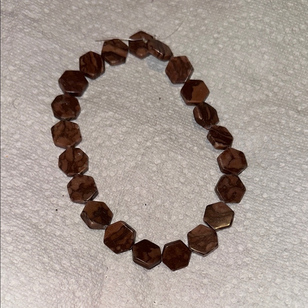 Hexagonal Stone Bracelet in Rich Brown